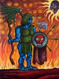 The Great War God Huitzilopochtli, 2015, oil on canvas, 8 by 12"
