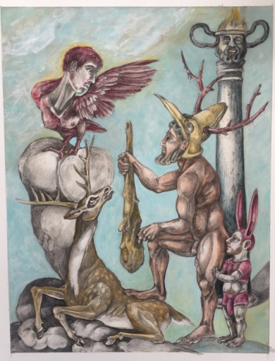Herakles & Telephos 2015 watercolor and graphite on paper, 9 by 12 inches