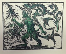 The Green Knight 2015 relief print on paper