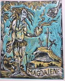 The Magdalene, 2017, three plate relief print, series of five